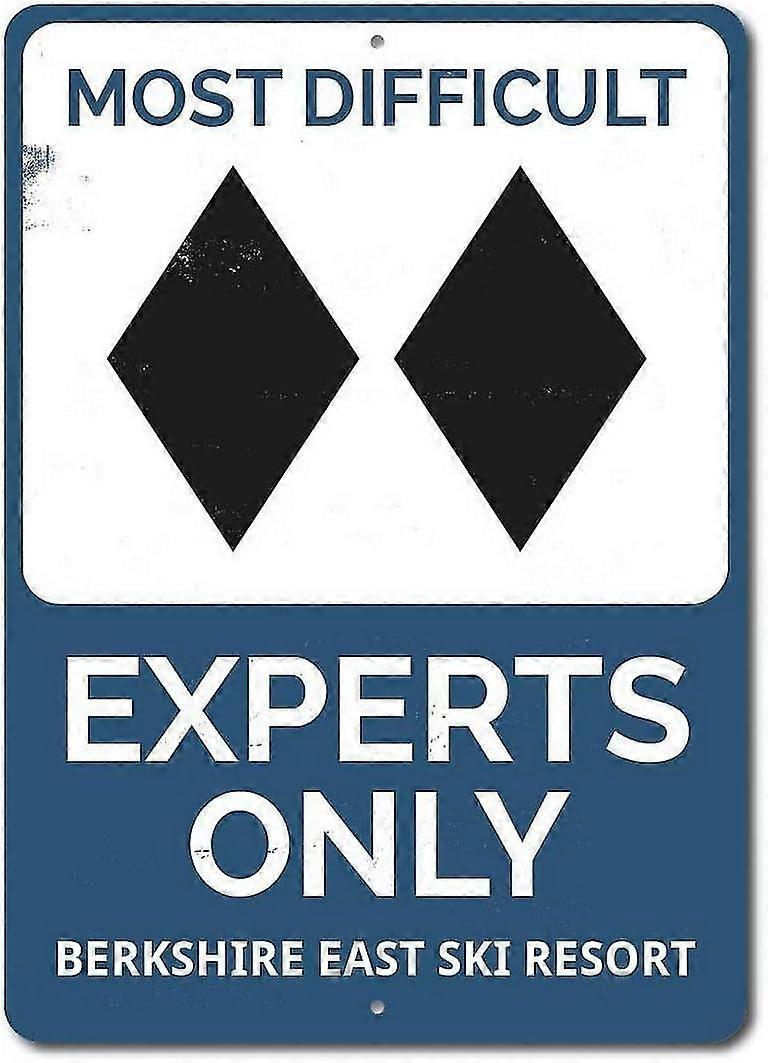 8x12 polegadas OU 12x16 polegadas Duplo Black Diamond Experts Only Sign, Esqui personalizado Nome do local Metal