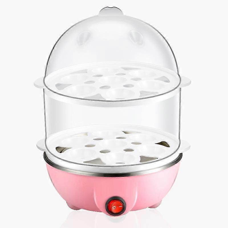Double Layer Electric Egg Cooker 14 Eggs Capacity Multifunction Egg Boiler Steamer Kitchen Cooking Tools Pink