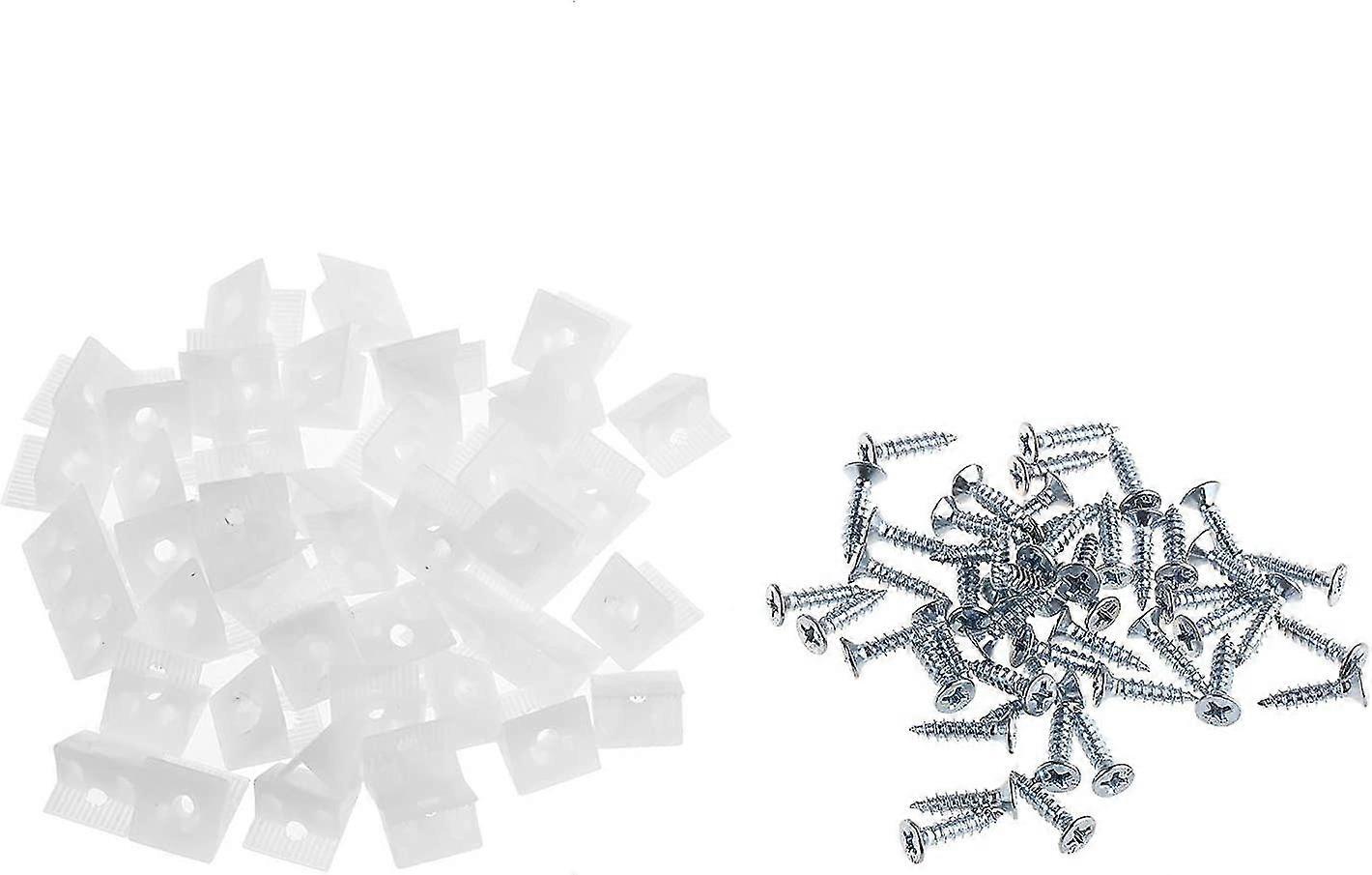 50pcs White Color Plastic Furniture Chest Drawer Bottom Repair Fixing Mend Mending Wedges With Screws
