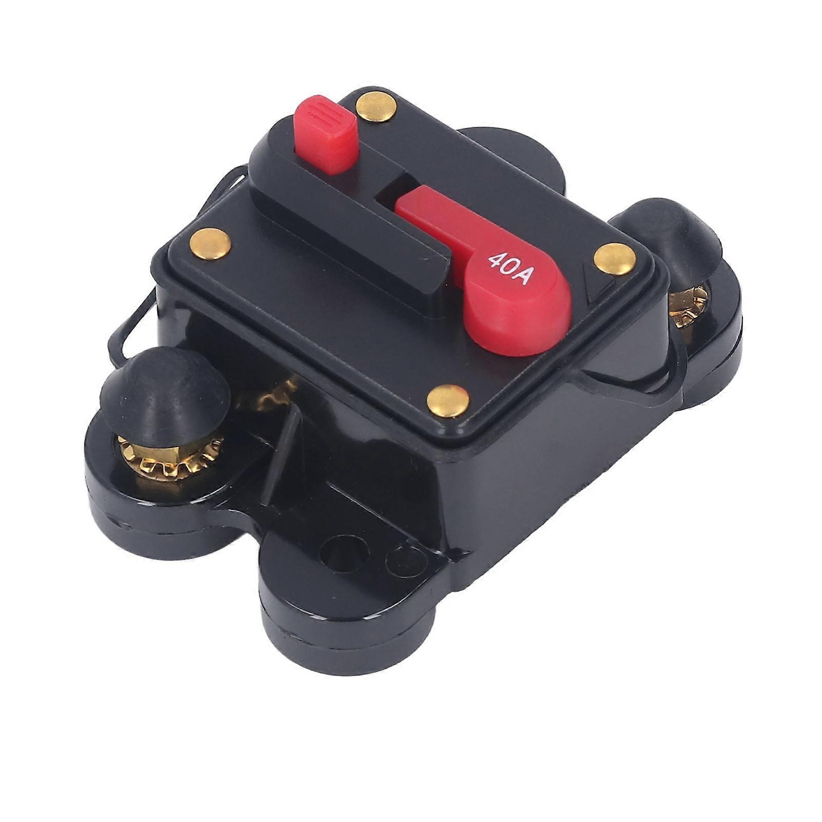 Circuit Breaker Manual Reset 1/4in Overcurrent Protection DC 12-48V for Vehicle Motor 40A