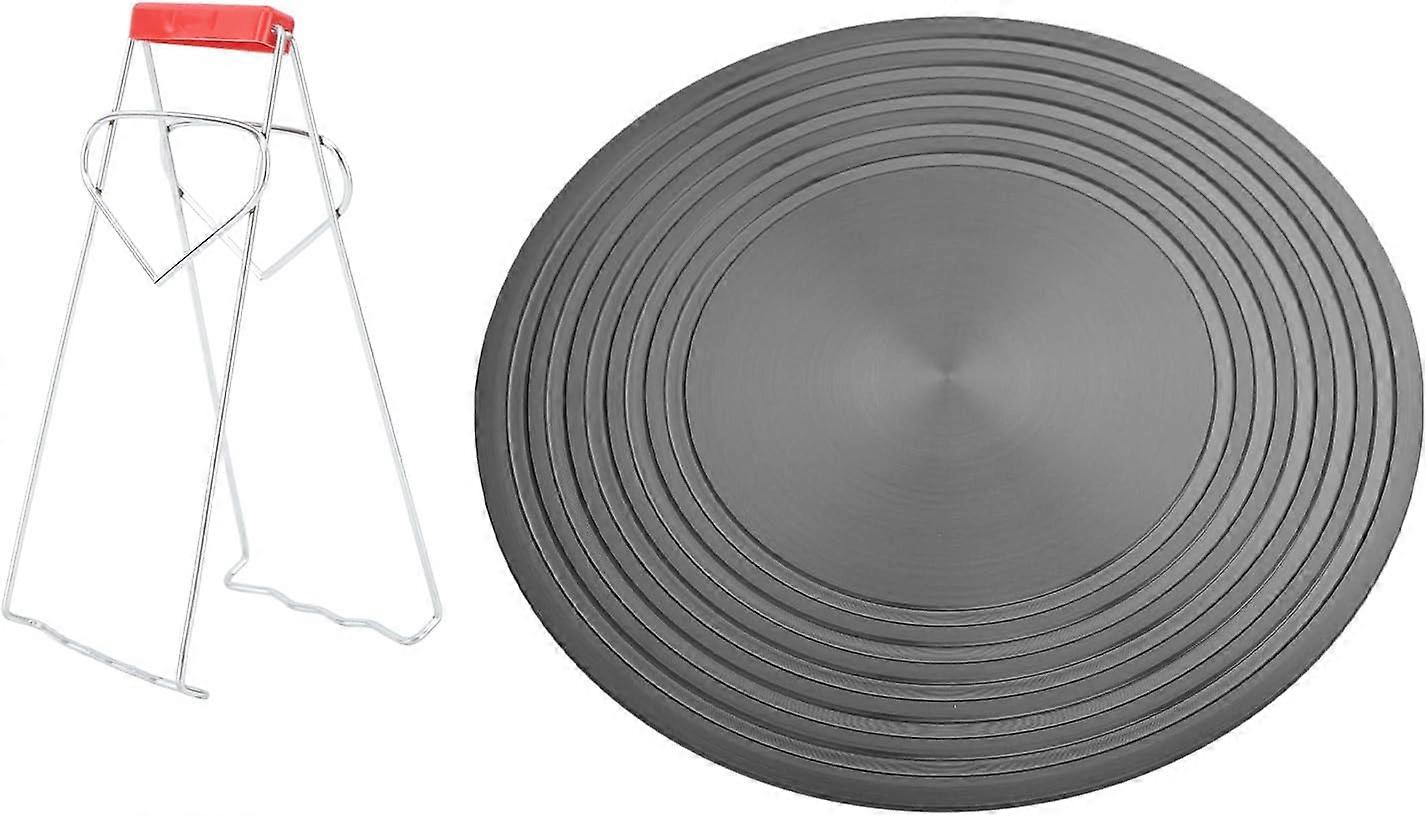 Non Slip Gas Stove Diffuser With Tray Lifter Fine Grinding Cookware Accessories Aluminum Alloy Heat Diffuser Plate for Cooking (28cm)