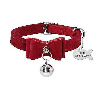 Wildleder personalisiertes Katzenhalsband mit Tag Disc gravierte Fliege Haustier Welpen Krawatte