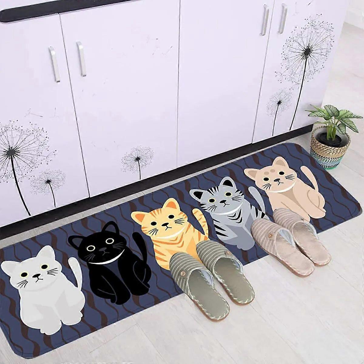 VIKAMA Cat Bedroom Decorative Rug Kitchen Non-Slip Mat For LivingRoom Laundry Room Entry Door Home Washable Floor Carpet
