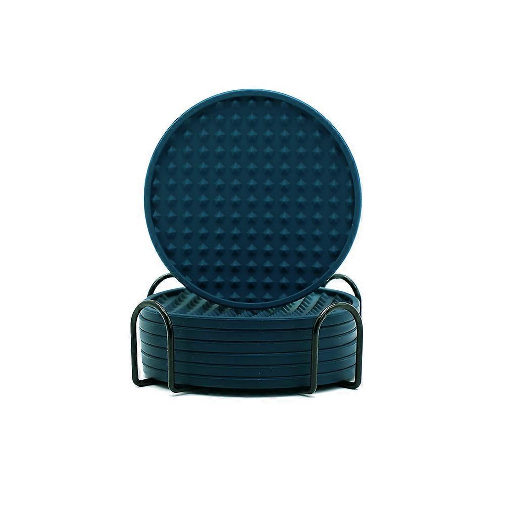 6PCS Non-Slip Silicone Drink Coasters with Elegant Holder Stand - Dual-Sided, Heat-Resistant, Perfect for Table Protection & Stylish Housewarming Gift