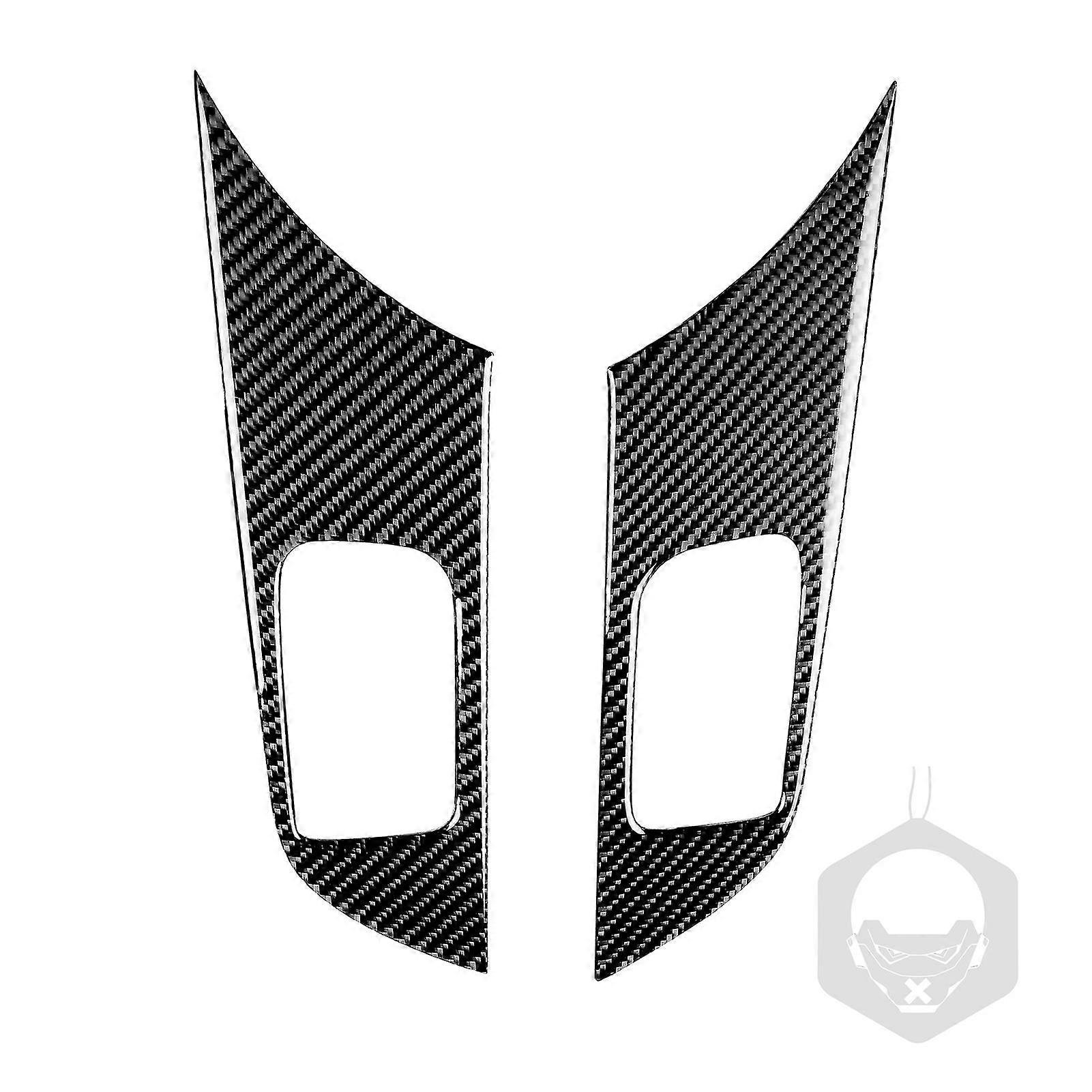 2pcs Fibre de carbone Poignée intérieure Panneau Cadre Cadre Autocollant Couverture pour Mitsubishi Lancer Evo 08-15