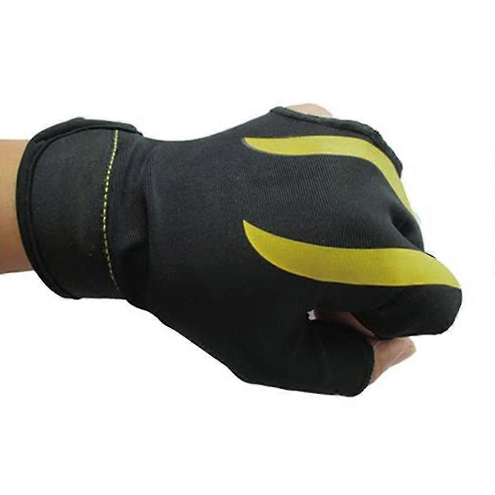 Gant de billard à trois doigts Gant de queue de billard Gant de jeu durable respirant antidérapant (jaune