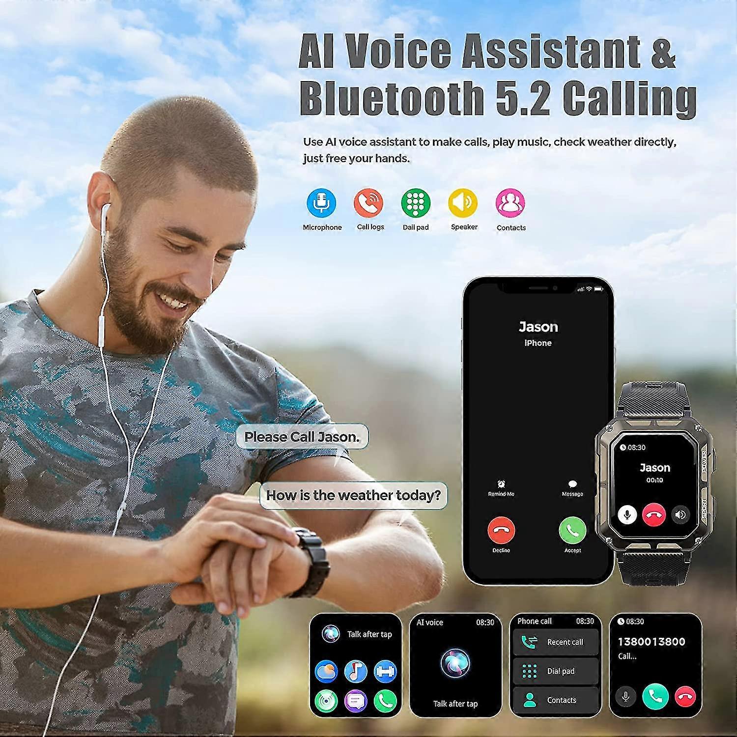 ساعة ذكية الرجال اللياقة البدنية المقتفي ضغط الدم معدل ضربات القلب الساعات الرياضية العسكرية