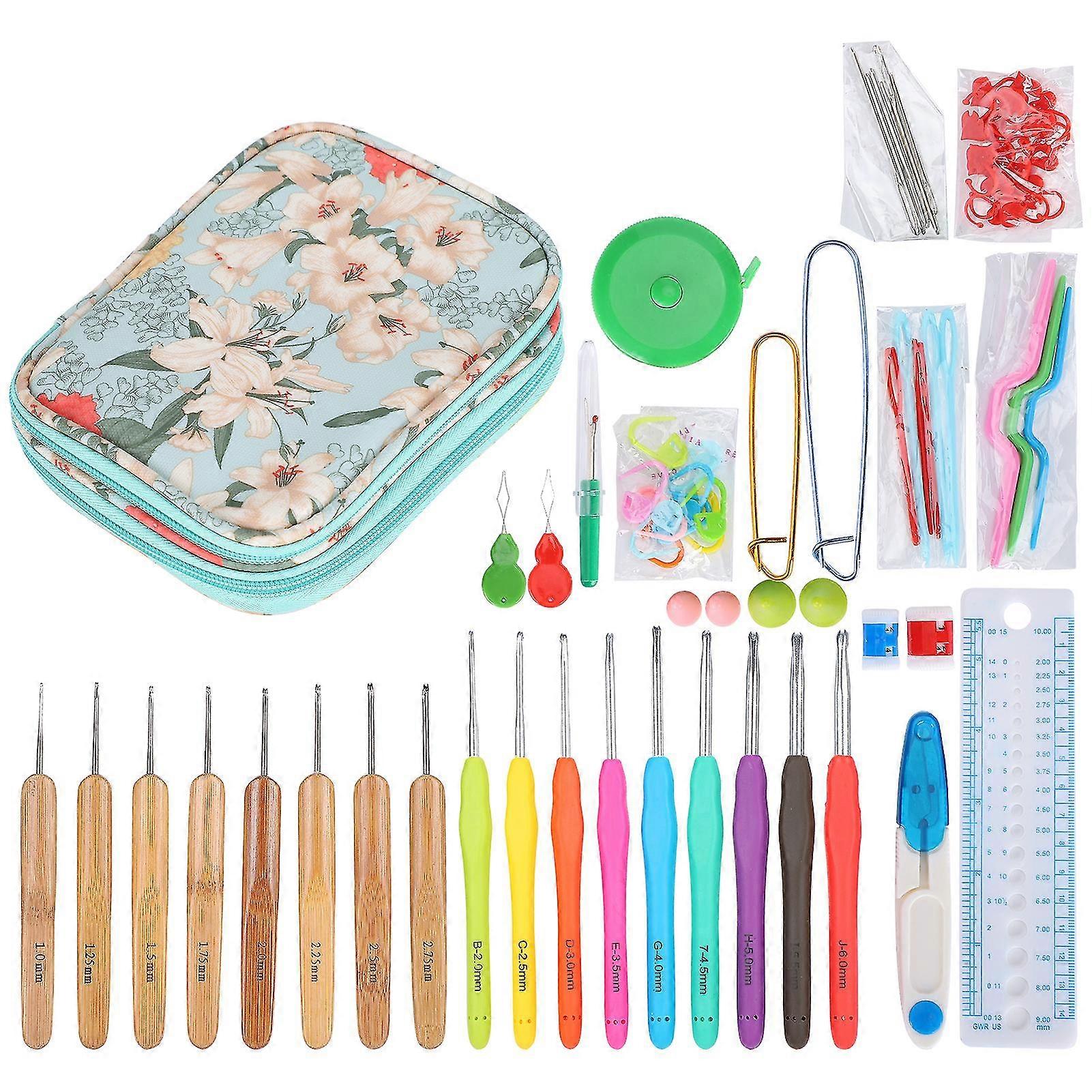 Green Colored TPR Soft Handle Crocheting Needle Set - DIY Knitting Accessories
