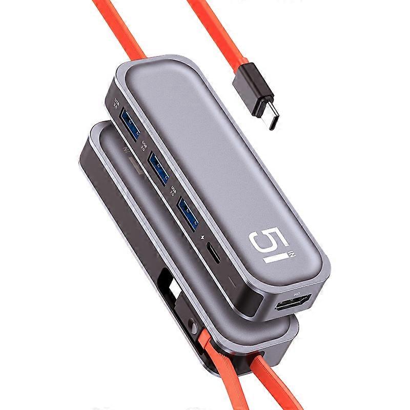 TR21 Type-C to HDMI + USB3.0 x 3 + PD 5 in 1 Docking Station