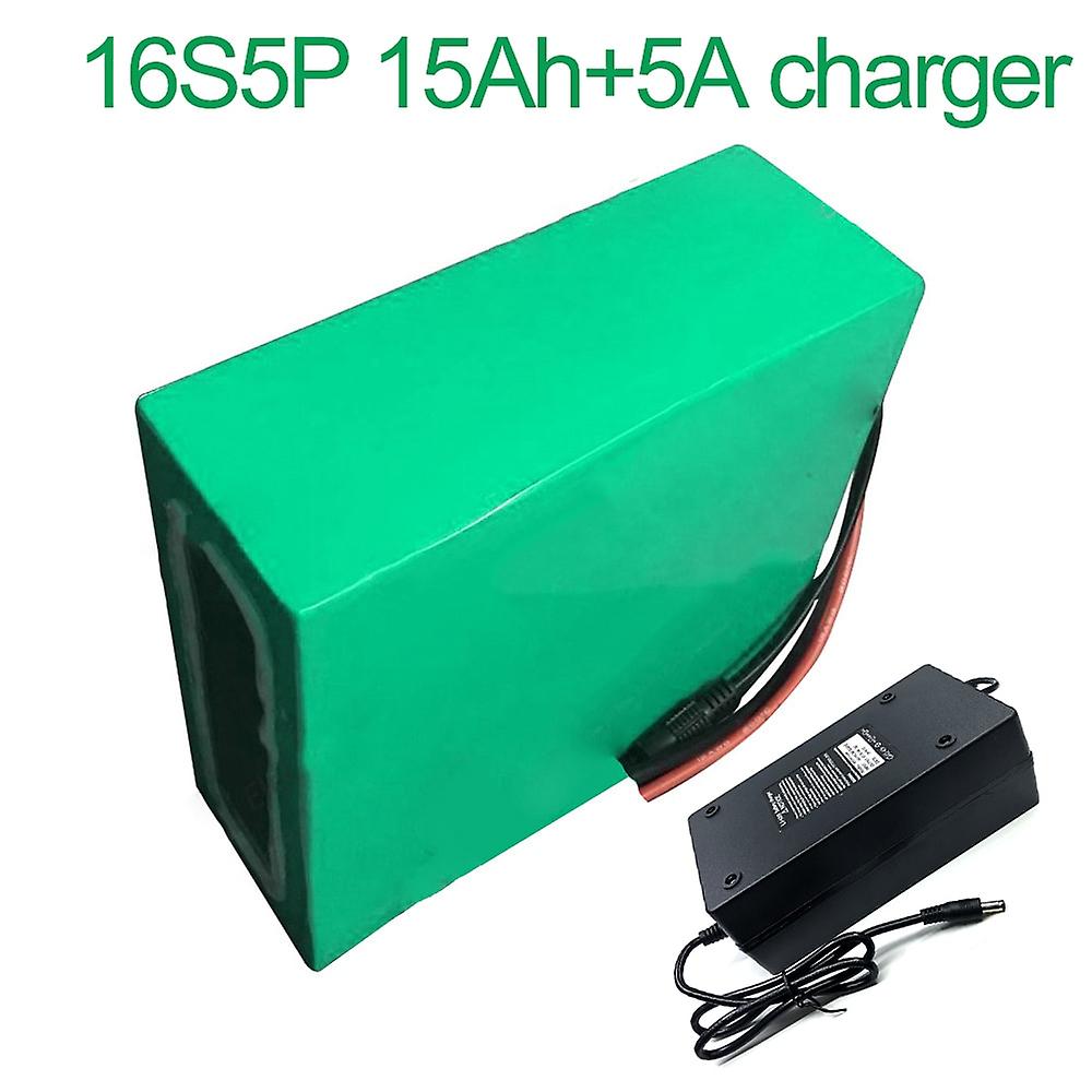 Battery With Charger 5a 15ah 60v Li-ion 18650 Rechargeable Electric Two Electric Three Wheel Motorcycle Accept Customization 16s5p 200 * 165 * 70mm