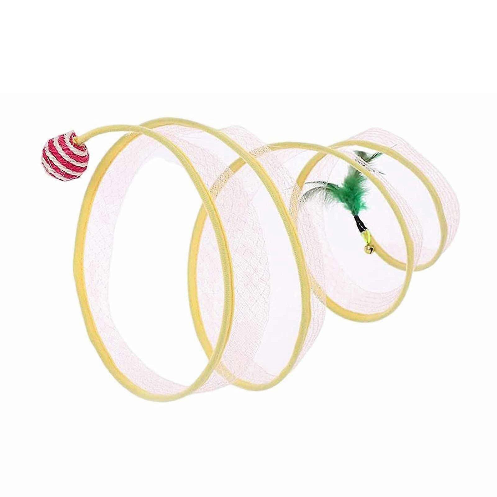 Cat Feather Tunnel Amusing Cat Kitten Toy Hanging Bell Interactive Play Toy
