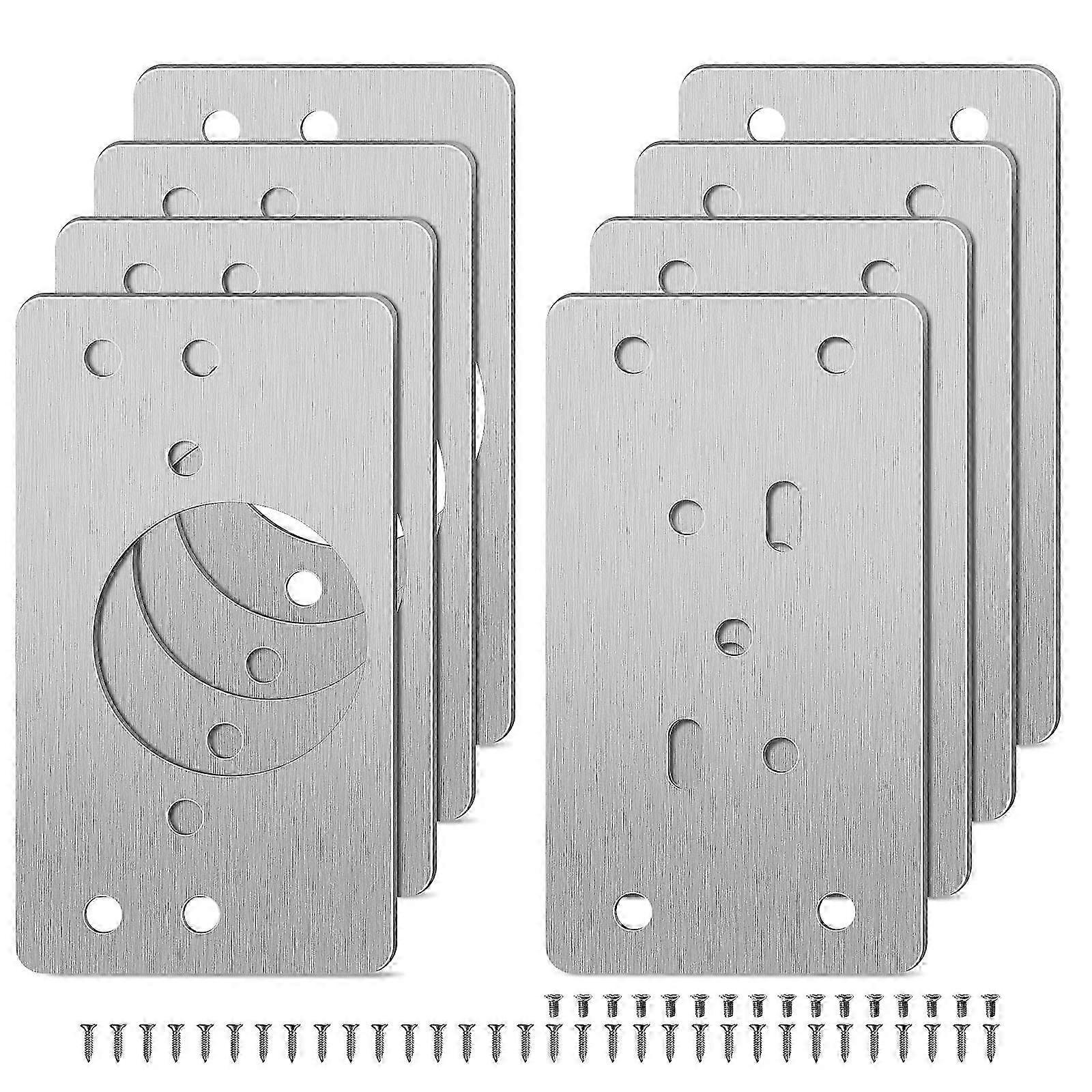 Hinge Repair Panel 8pcs Cabinet Stainless Steel Flat Fixing Brackets