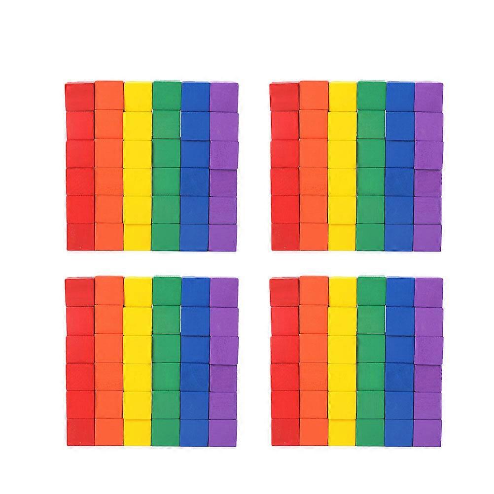 100pcs DIY Square Cubes Wooden Craft Cubes Accessories DIY Building Materials Precise Cutting Wood Square Blocks for Kids Adults Playing Colorful (1CM