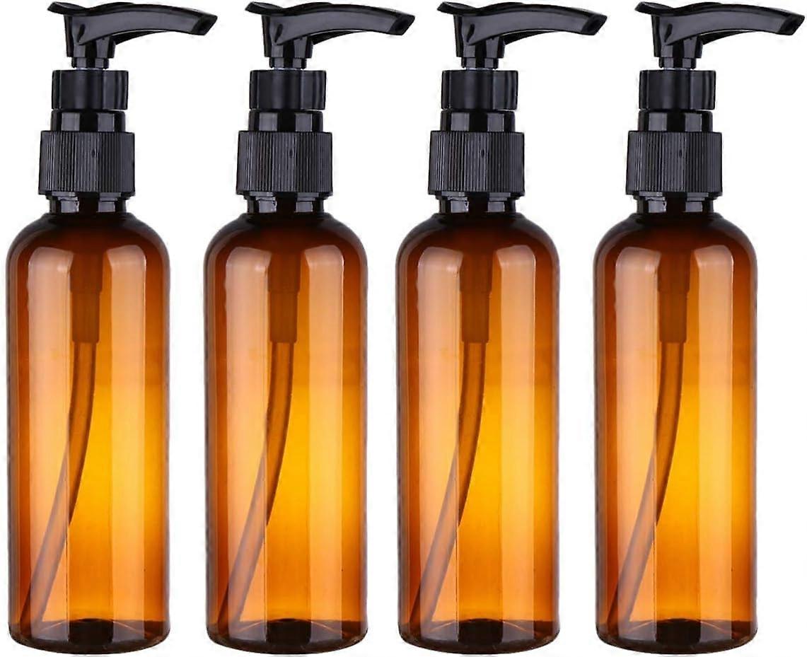 2025 Uudet 4kpl 120ml uudelleentäytettävät muovipumpun annostelijapullot voidehierontaöljyyn shampoosäiliöt pyöreät pumppupullot ruskea