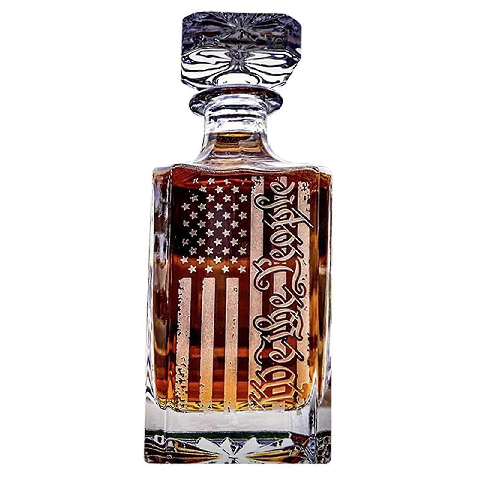 Decanter di whisky patriottico Decanter americano con bandiera americana in difficoltà Decanter di whisky inciso