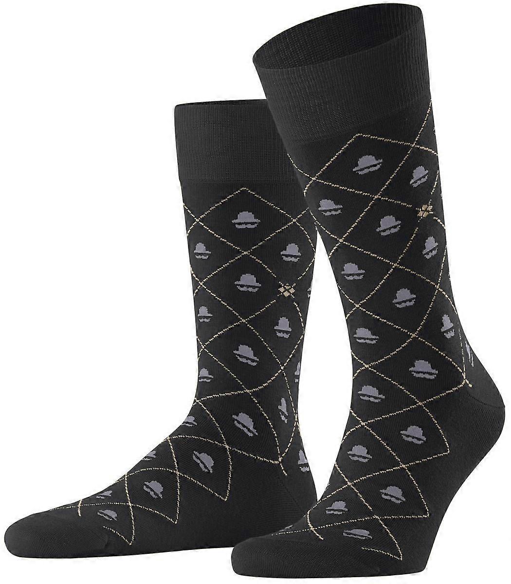 Burlington Moustache and Hat Socks - Black