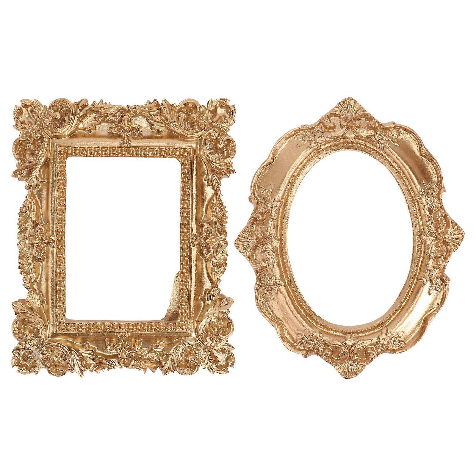 2Pcs Display Photo Frame Decor Mini Photo Frame Adornment for Home Golden