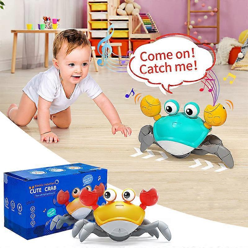 Cute Sensing Escape Crawling Crab Baby Toys Interactive Walking Dancing with Music Automatically Avoid Obstacles Toys for Kids Toddler