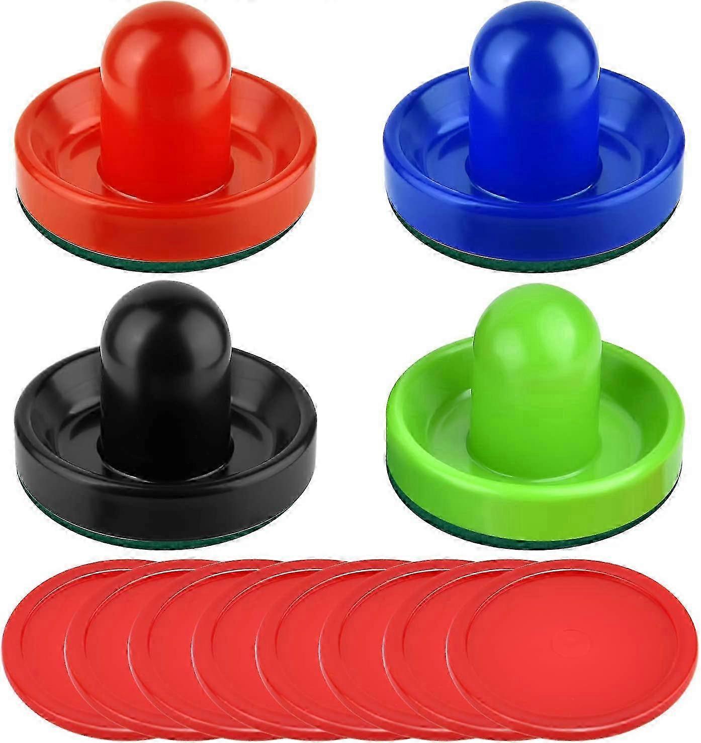 Air Hockey Thruster and Red Air Hockey, Goal Handle Racket Replacement Accessories for Game Table (4 Strikers, 8 Hockey Pack)