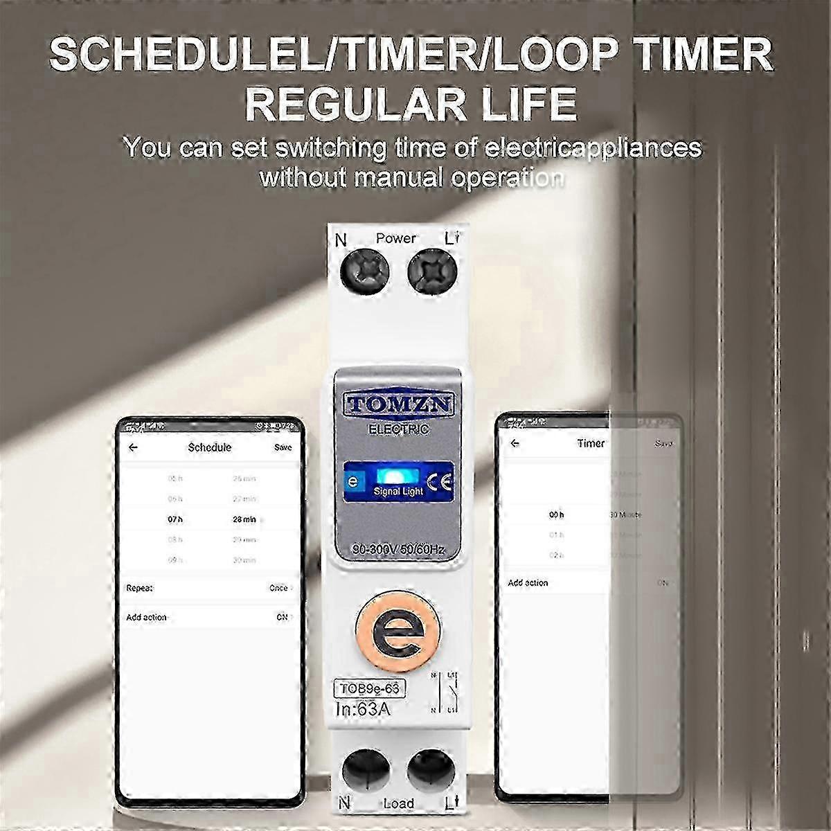 TOB9e-63 No Metering 1P+N 63A WIFI Smart Switch Energy Meter Circuit Breaker Relay Smart Home Protection