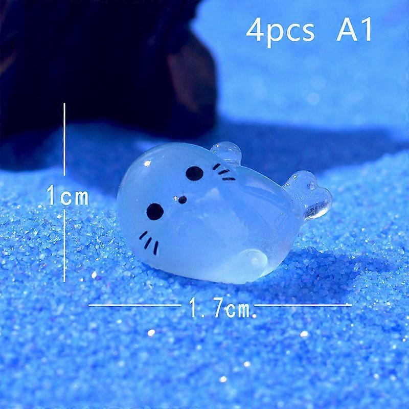 4pcs Kawaii φωτεινή μίνι λάμψη ρητίνης κουταβιών φώκιας τη νύχτα Θαλάσσια ζωικά ειδώλια στολίδι Fairy Garden DIY αξεσουάρ