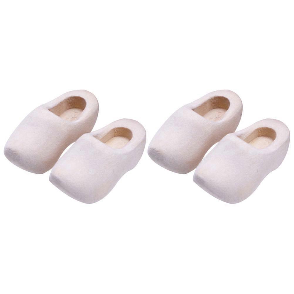 2 par mini-träskor, miniatyrträskor, tomma träskor, dockhusdekoration