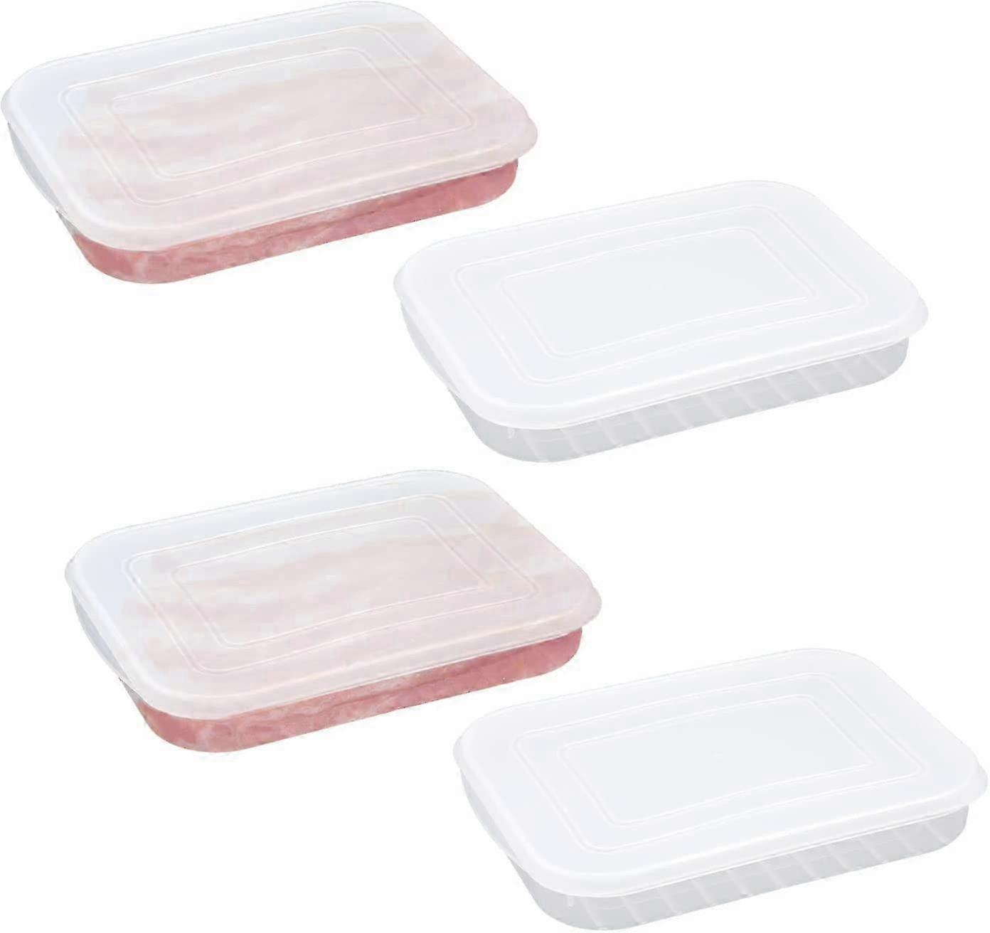 Stackable Cheese Container for Flat Low Lunch Meat, Transparent, 4 Pieces
