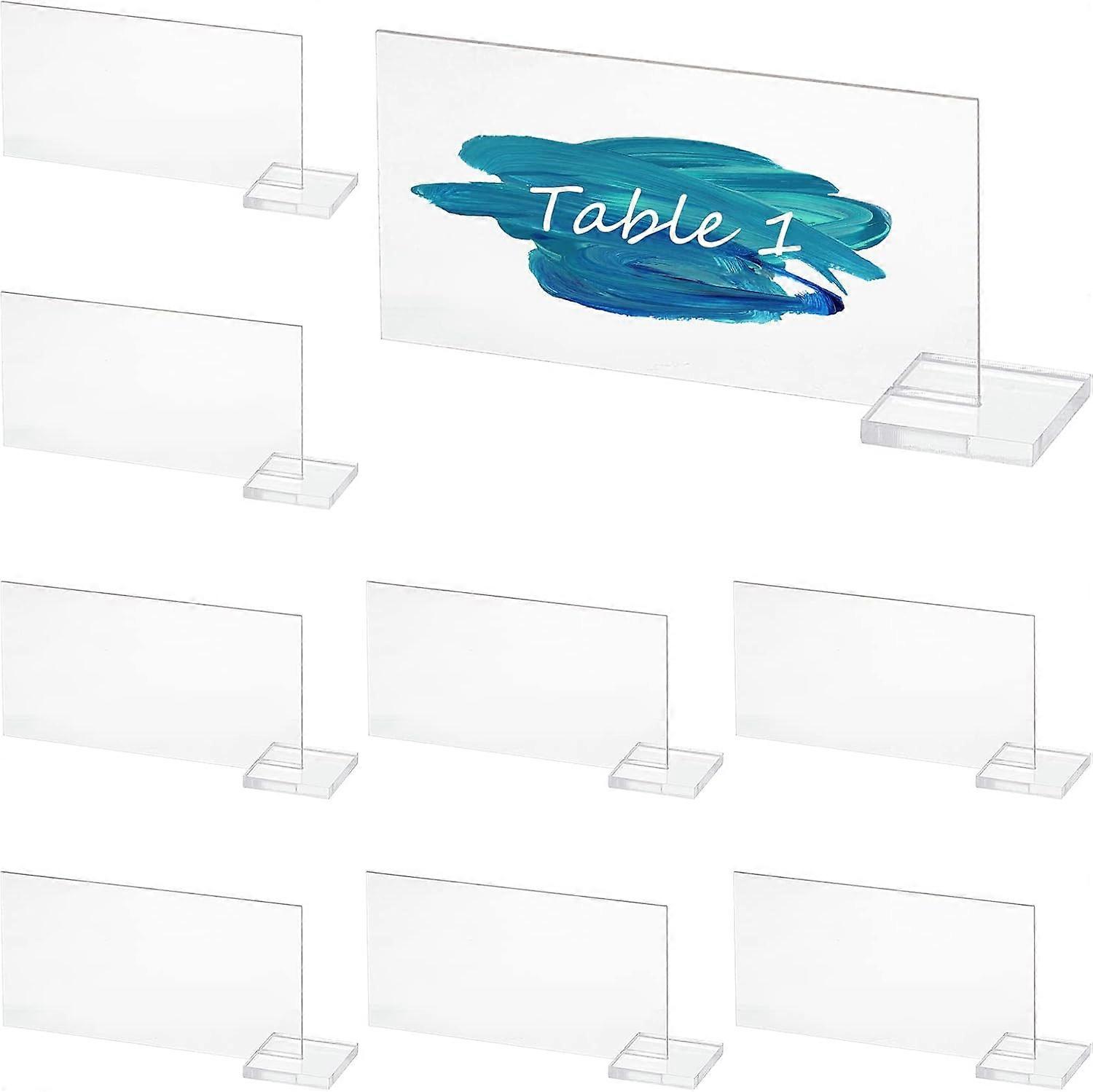 12 Set Acrylic Place Cards with Holders Horizontal Clear Table Desktop Display Acrylic Blank Card Sign Holder for DIY Wedding Seating Table Numbers Na
