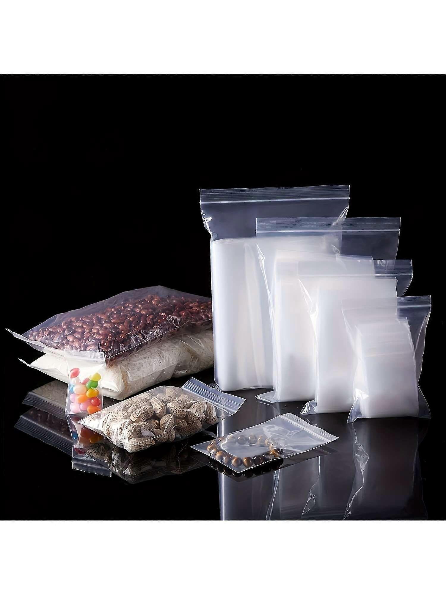 100pcs Small Reusable Clear Plastic Bags, Polyester Reusable Mini Ziplock Bags, Jewelry Pill Ziplock Bags, Aging Resistant, With 4 Various Sizes: 6x3.