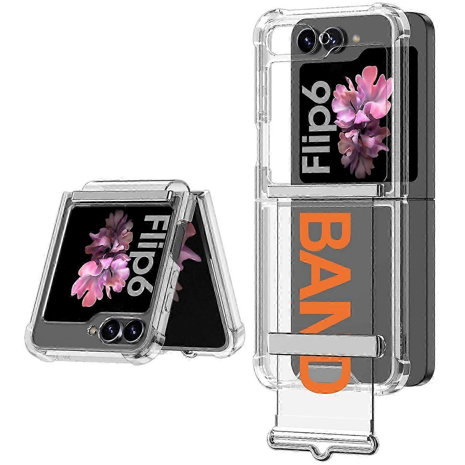 For Samsung Galaxy Z Flip6 5G Case Strap Kickstand Soft TPU+PC Phone Cover