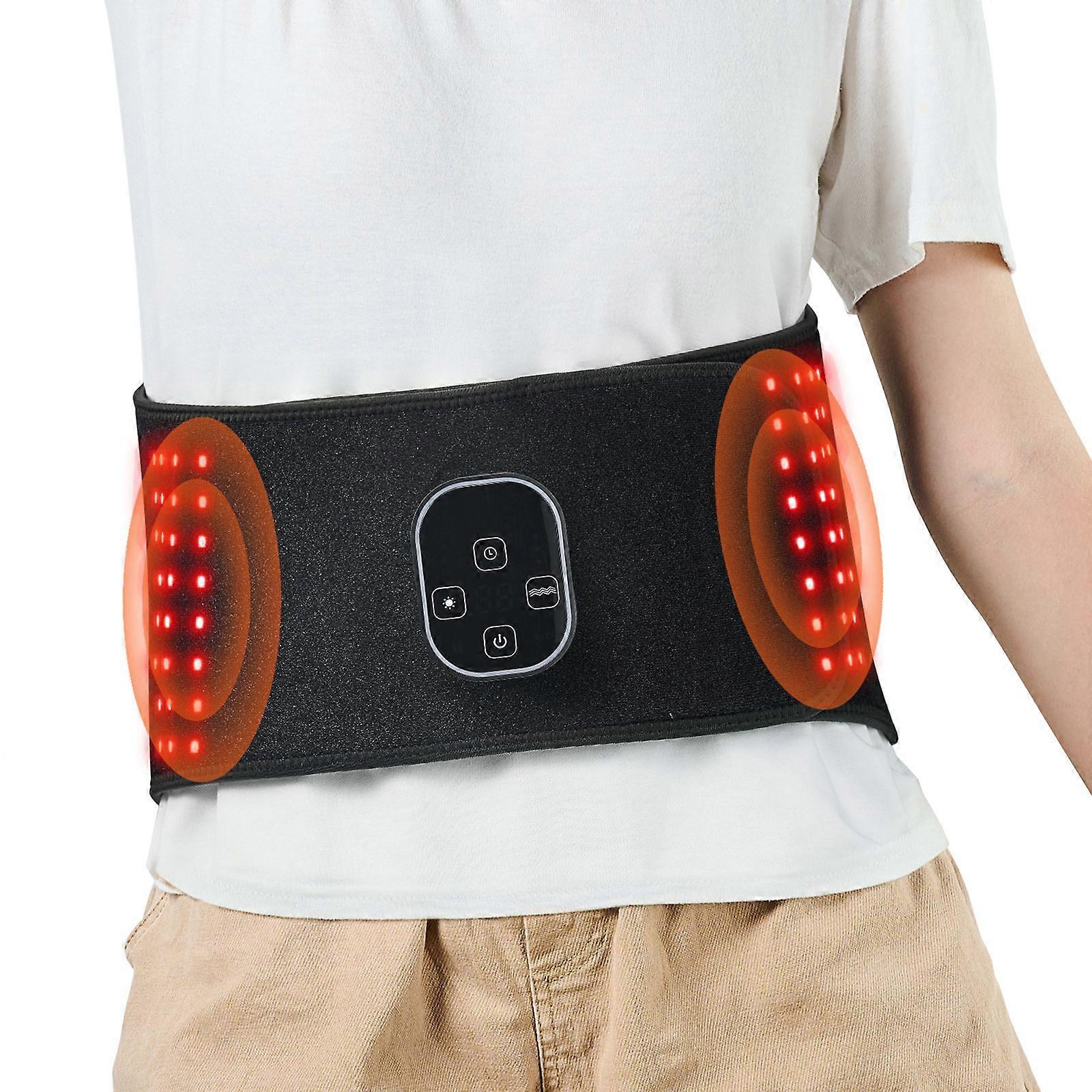 Red Light Therapy Belt for Waist, 660nm & 850nm Red Light Therapy Pad with Timer, 112 LEDs, 3-Level Vibration & 3 Intensities
