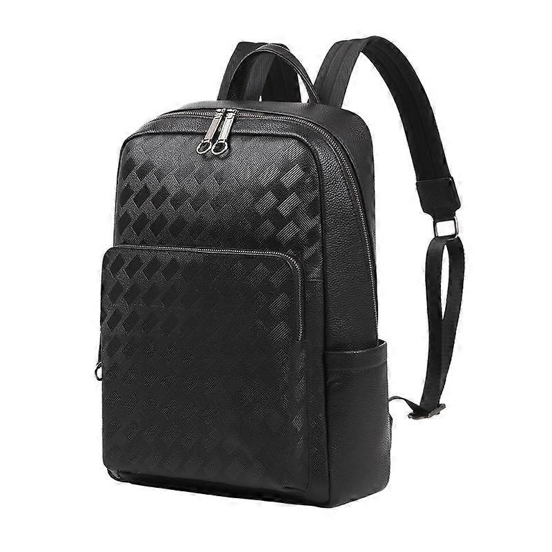 Men's Bag Genuine Leather Backpack Men's Simple Solid Color First Layer Cowhide Backpack Multi-function Computer Backpack