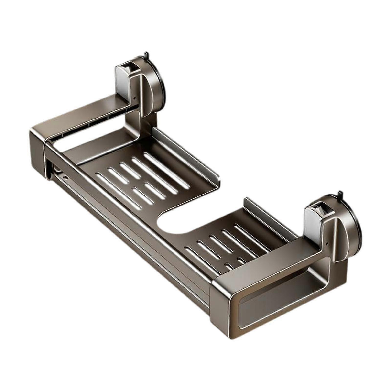 Bathroom Shower Shelf Suction Cup Multiuse Self Drain Storage Tray Soap Tray