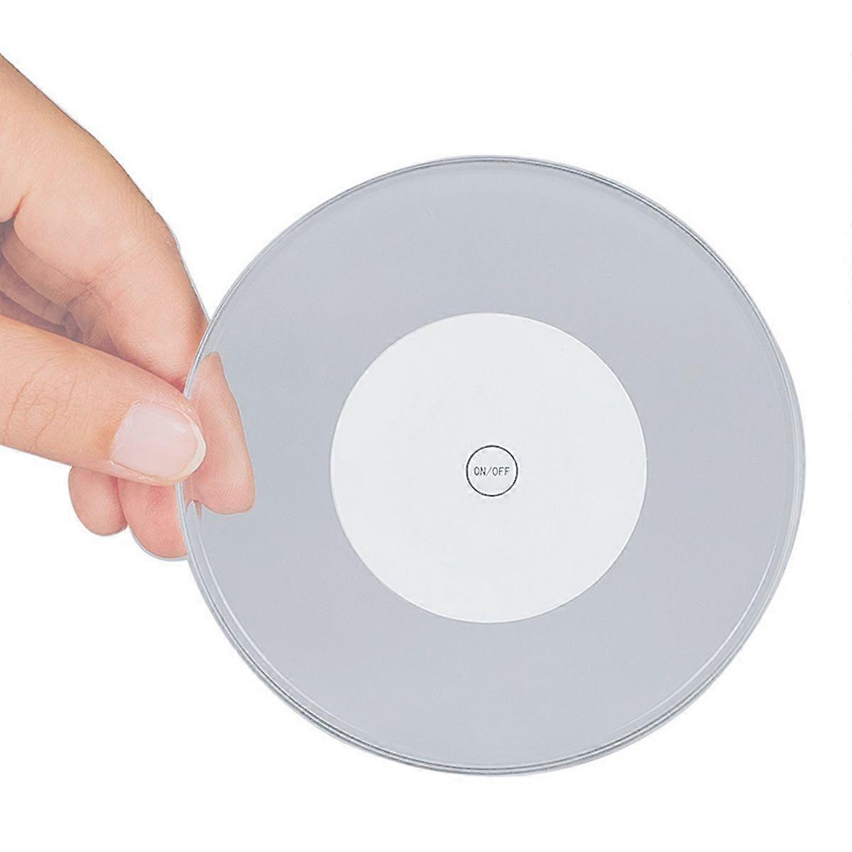 Transparent Luminous Coaster Round LED Cup Mat Drinking Glass Luminous Mat,White