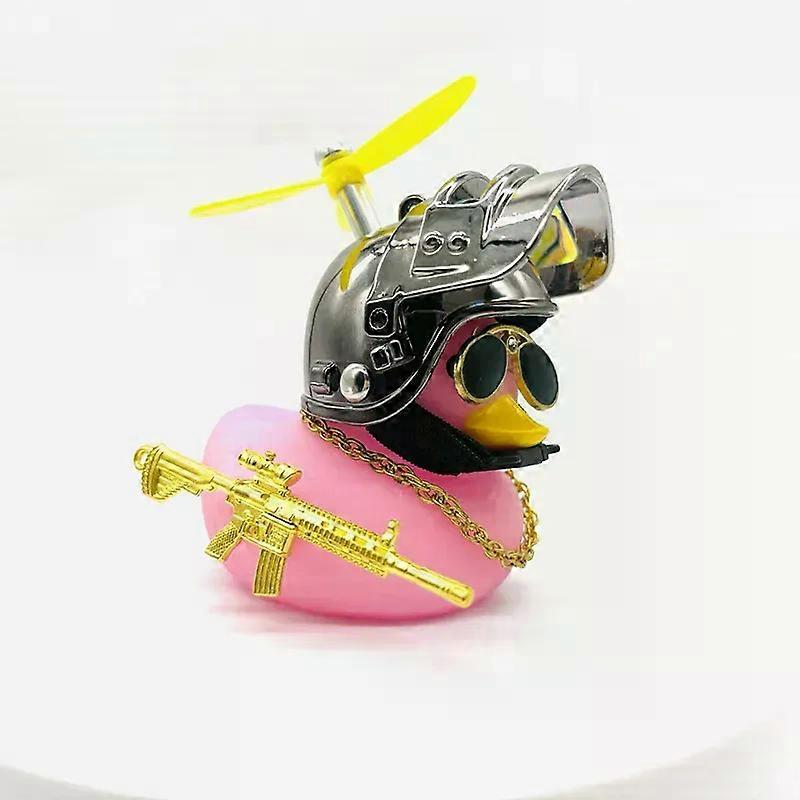 Plated Third Level Helmet Duck Break Wind Car Little Yellow Duck Bicycle Motorcycle Driving Decor Duck Car Ornaments with Strap