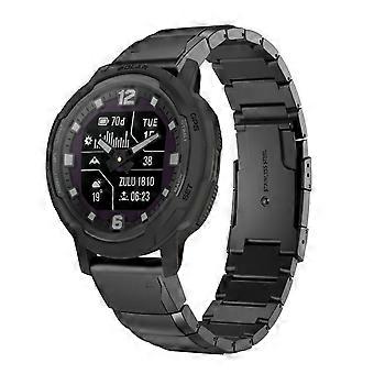 Für Garmin Instinct Crossover Solar 22mm Schildkrötenpanzer Edelstahl Uhrenarmband