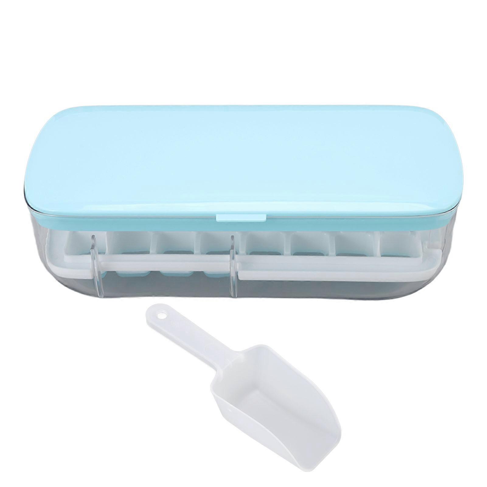 Ice Cube Moulds Kit Household 24 Grids Silicone Freezer Ice Cube Tray with Lid for Kitchen,Blue