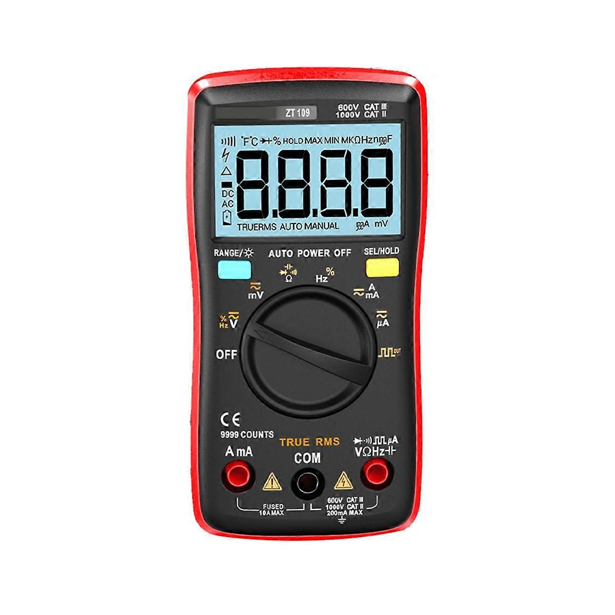AN8009 Backlight LCD Multimeter Tester Voltmeter Meter Portable Multifunctional Intelligent Detector Red