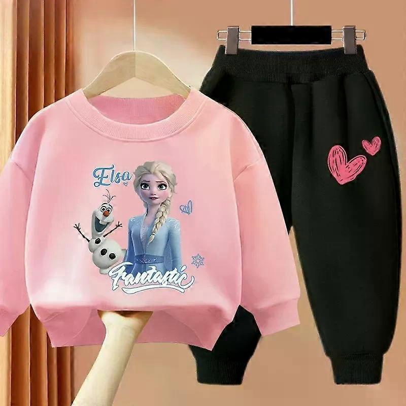 DISNEY Frozen Elsa Baby Girls Clothing Sets Spring Autumn New O Neck Hoodies Pant Two Piece Suit for Children Thin Tracksuit