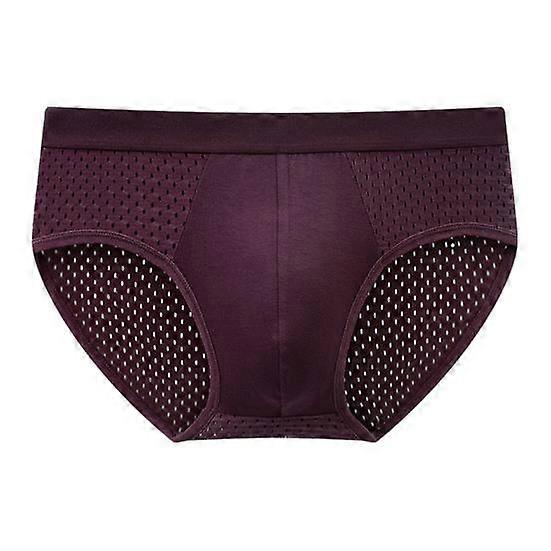 Men Briefs Mid-rise Elastic Waist Panties Holes Ultra-thin Underwear Solid Color Breathable U-convex Traceless Briefs
