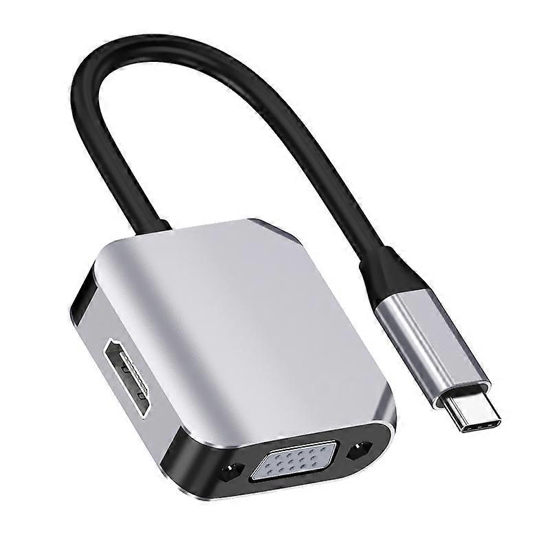 HW-6002 2 In 1 Type-C / USB-C to HDMI + VGA Adapter Converter