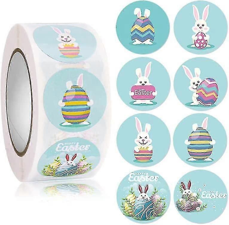 500pcs Easter Stickers, 8 Design Happy Easter Stickers, Round Waterproof Easter Decorations, Decorative Easter