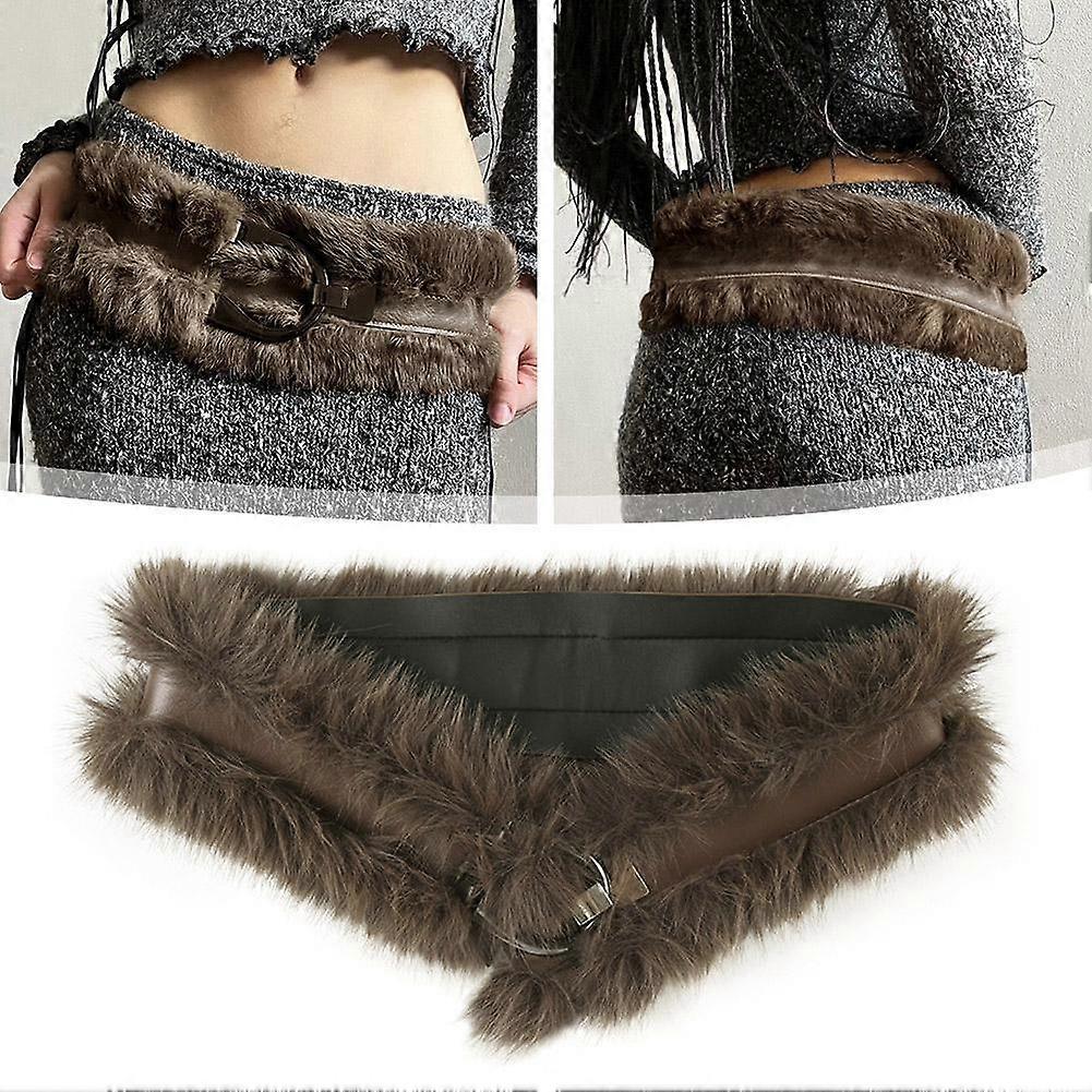 Damen Plüsch Leder Patchwork Taillengürtel Einzigartige Stile Bund Vielseitig