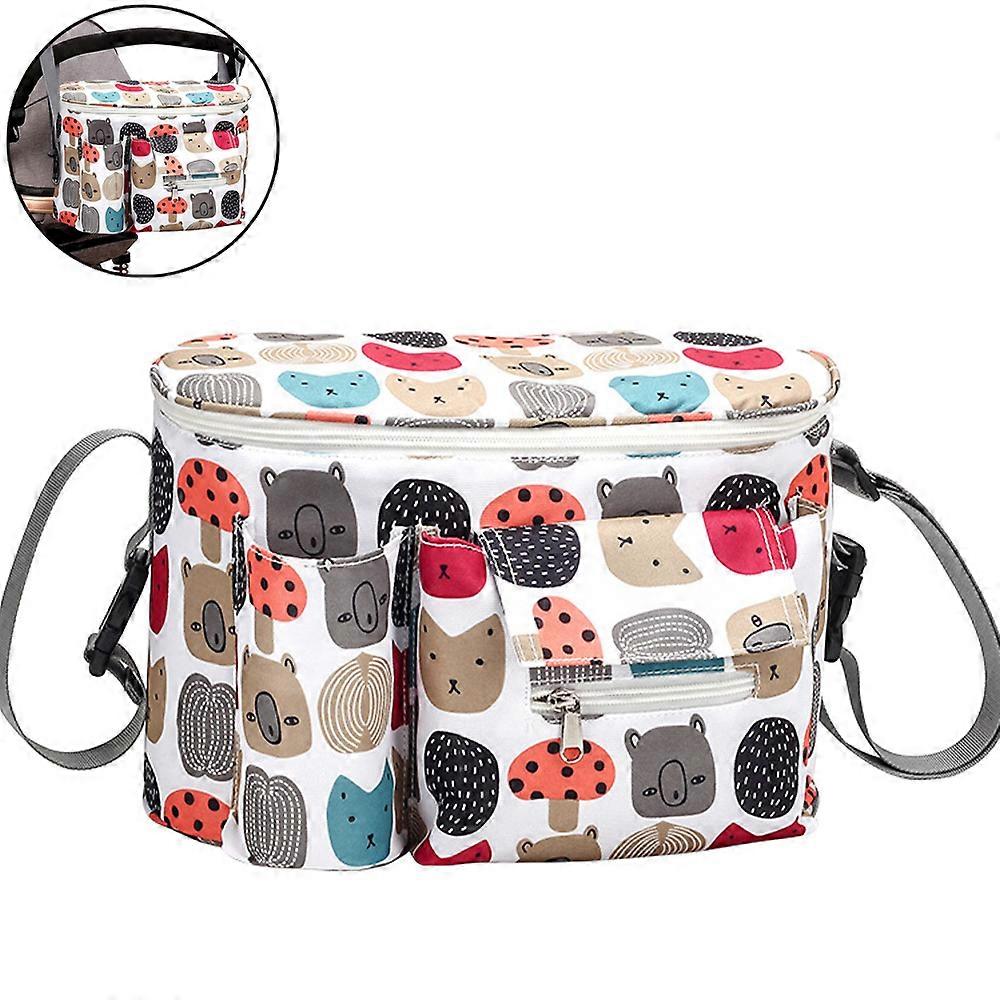 Versatile Stroller Organizer, Universal Stroller Accessory High Capacity Cup Holder, Phone Bag, Hanging Hooks, Shoulder Strap, Waterproof Adjustable