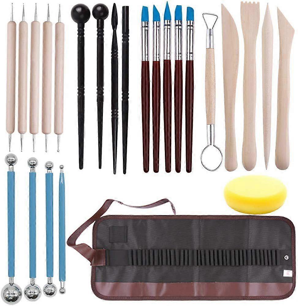25Pcs Polymer Clay Tools Modeling Clay Sculpting Tools Kits for Pottery Sculpture Wooden Dotting Tools