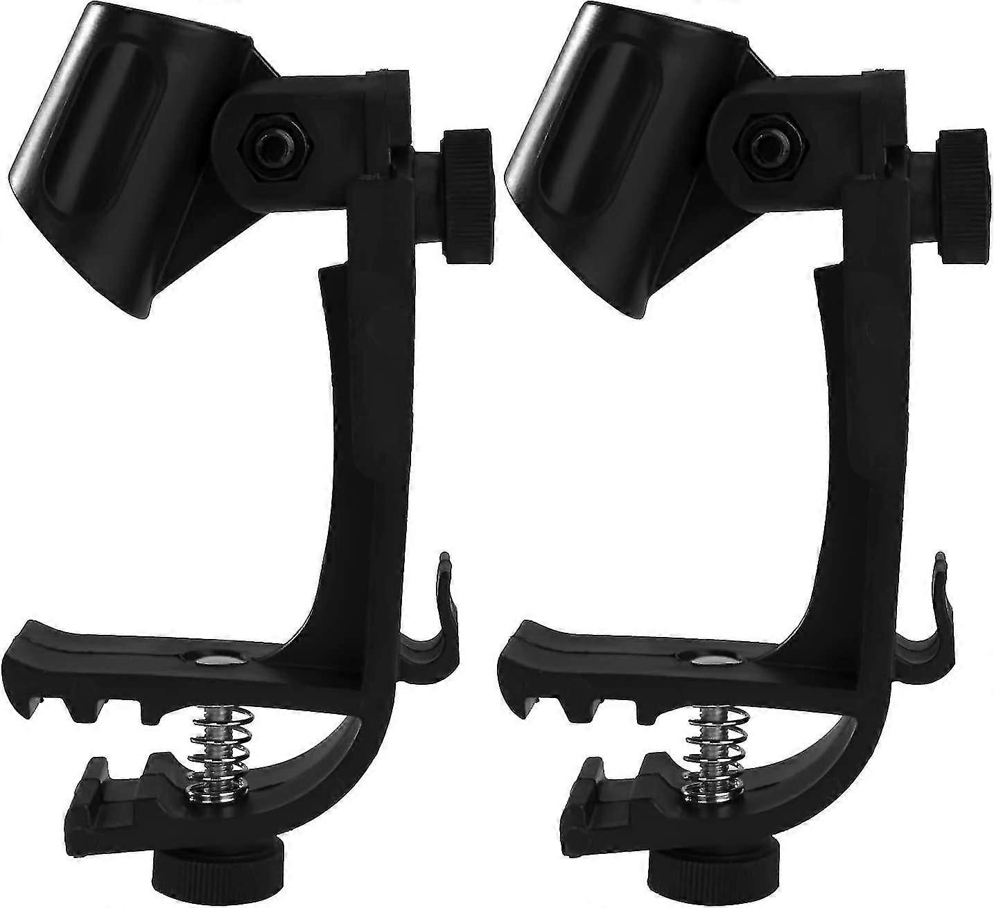 Drum Mic Clip Adjustable Plastic Shockproof Drum Mic Stand Utility Edge Mount Clip Holder 1 Ζεύγος (μαύρο)