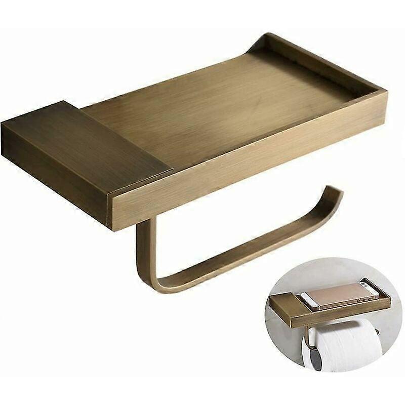 Multipurpose Toilet Paper Holder, Brass Antique Finish with Dual Function, Rustproof for Various Settings