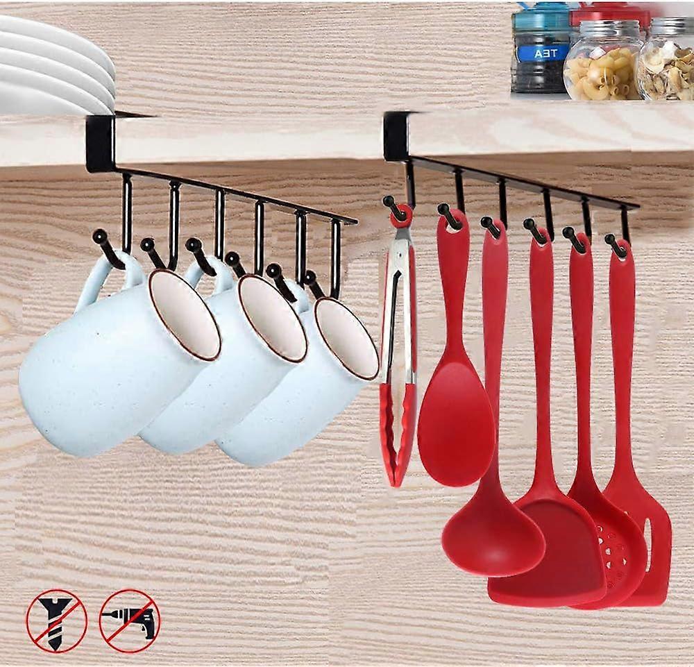 Anti-Rust Coffee Mug Hanger, Under Cabinet Mug Organizer With 10 Hooks, Multi-Function Storage Solution For Kitchen, Closet, And More, Easy