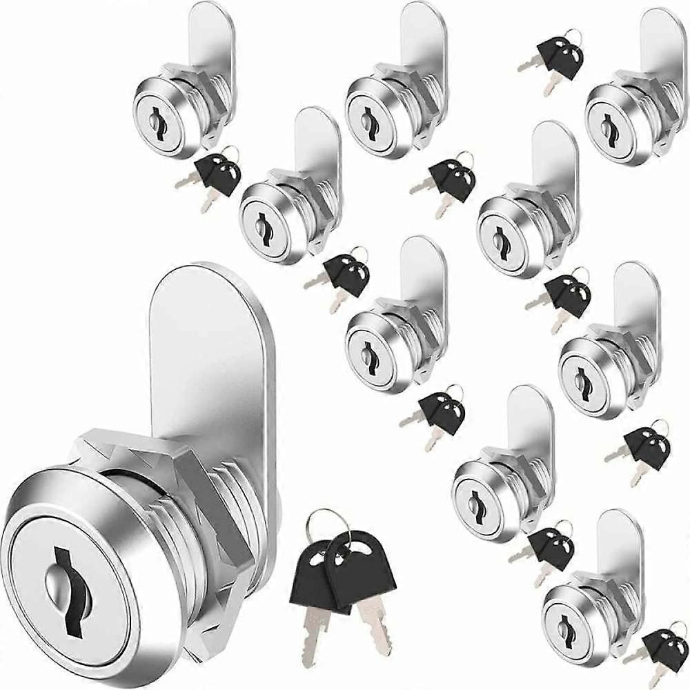 Drawer Lock - Pack of 10 Mailbox Locks Metal Cabinet Lock 16mm Cam Cam Lock - with 20 Lock Keys - for Cupboard Cabinet, Drawer, Mailbox
