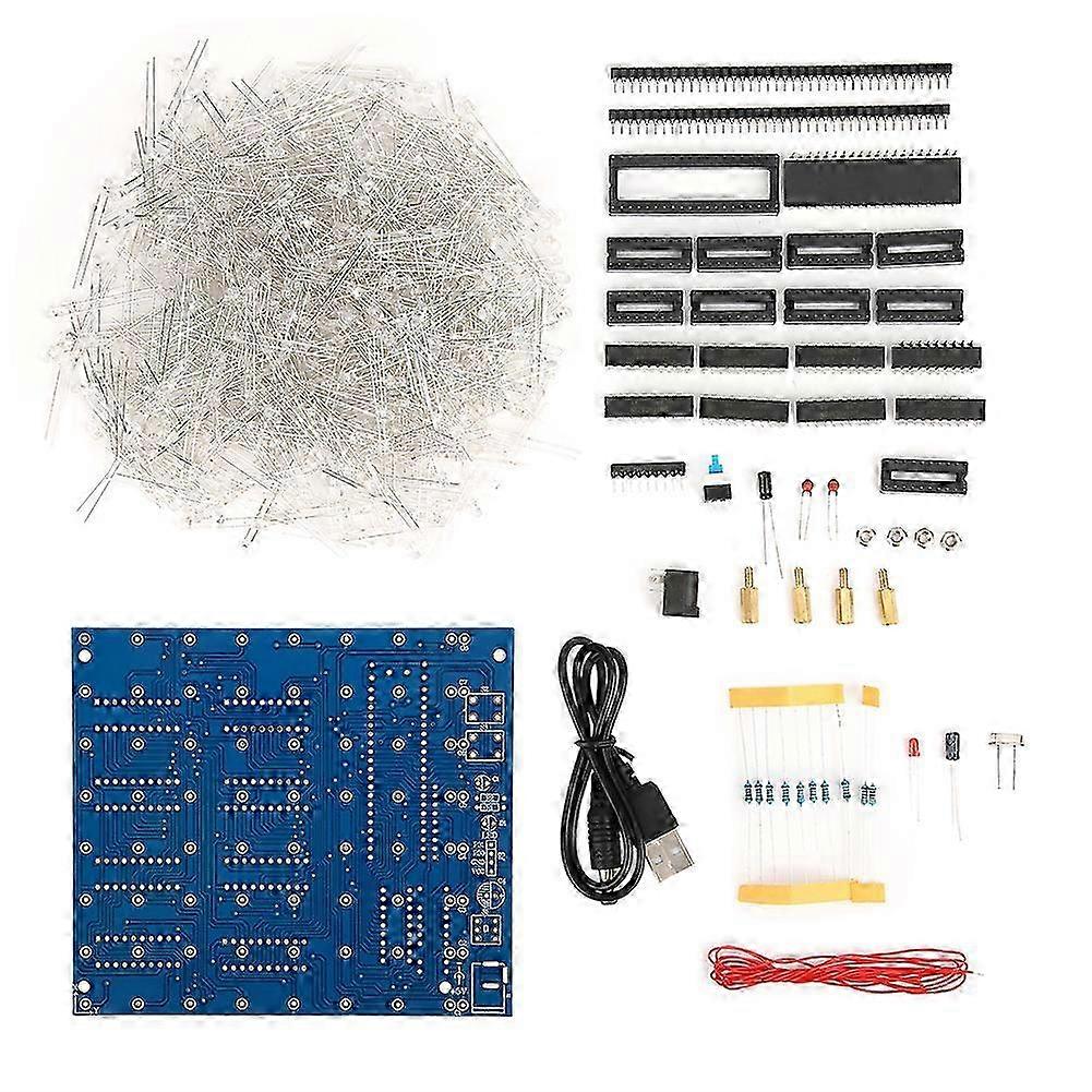 3D LED ضوء مربع كيت 8 × 8 × 8 مكعب أزرق أحمر DIY اليدوية هدية ديكور المنزل (أزرق)